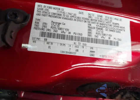 2013 Ford C-Max Energi Sel z USA, uszkodzony, nr VIN 1FADP5CUXDL534478